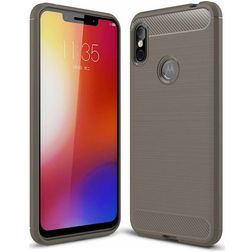 Mobigear Brushed Slim Motorola One Power Hoesje Flexibel TPU Backcover - Grijs