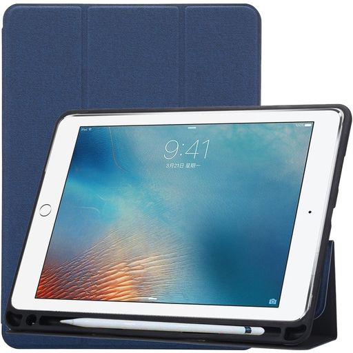 Mobigear Tri-Fold Gel iPad Pro 10.5 Inch (2017) Hoes Bookcase + Stylus Houder - Blauw