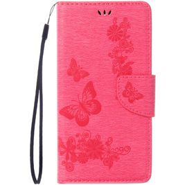 Mobigear Butterfly iPhone SE (2022) Hoesje Bookcase Portemonnee - Magenta