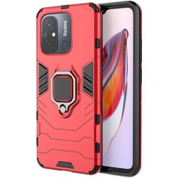 Mobigear Armor Ring Xiaomi Redmi 12C Hoesje Hardcase Backcover Shockproof met Ringhouder - Rood