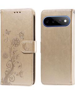 Mobigear Flowers Google Pixel 11 Pro XL Hoesje Bookcase Portemonnee - Goud