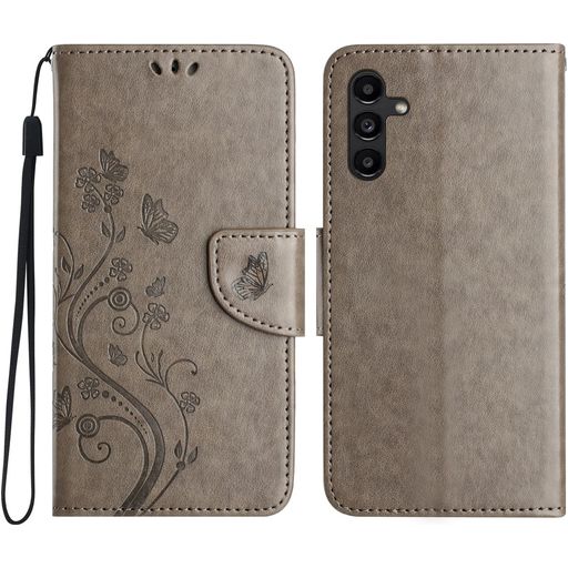 Mobigear Flowers Samsung Galaxy A36 Hoesje Bookcase Portemonnee - Grijs