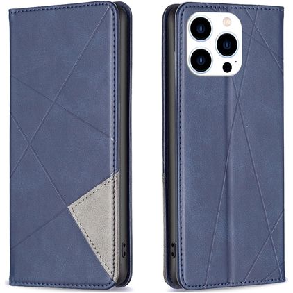 Mobigear Rhombus Slim iPhone 16 Pro Hoesje Bookcase - Blauw
