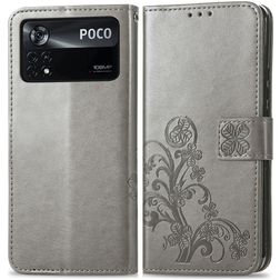 Mobigear Clover POCO X4 Pro 5G Hoesje Bookcase Portemonnee - Grijs