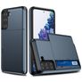 Mobigear Card Samsung Galaxy S21 Hoesje Hardcase Backcover Shockproof met Pasjeshouder - Blauw