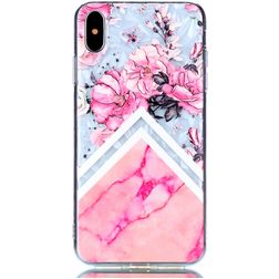 Mobigear Marble Doorzichtig iPhone XS Max Hoesje Flexibel TPU Backcover - Bloemen