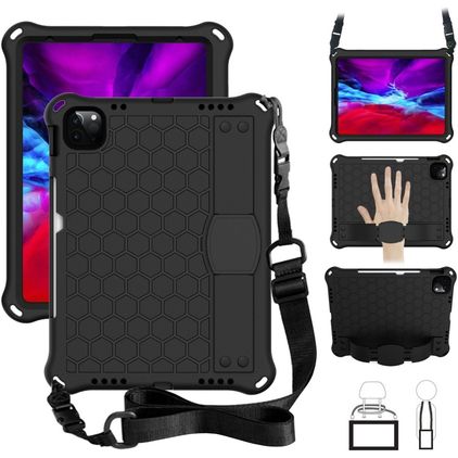 Mobigear Ruggedized iPad 11 (2025) Hoes EVA Schuim Backcover + Stylus Houder + Schouderband + Standaard - Zwart