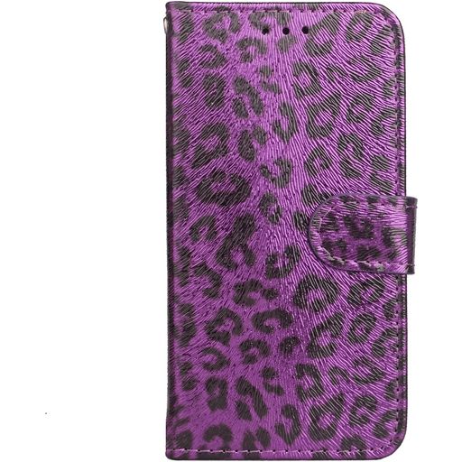 Mobigear Leopard iPhone XS Hoesje Bookcase Portemonnee - Paars