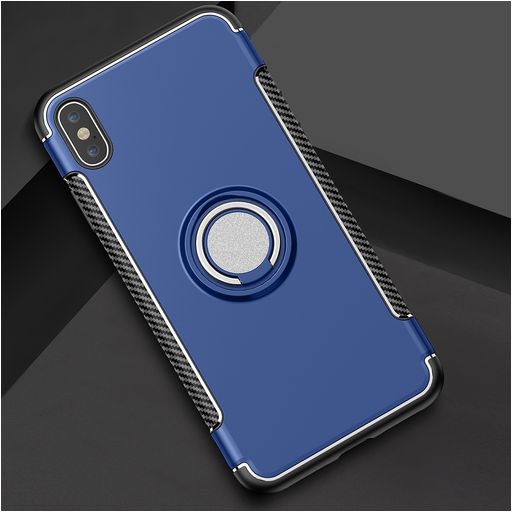 Mobigear Armor Ring iPhone XS Max Hoesje Hardcase Backcover Shockproof met Ringhouder - Blauw