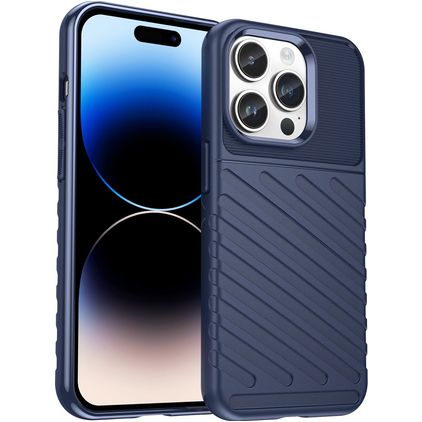 Mobigear Groove iPhone 15 Pro Max Hoesje Flexibel TPU Backcover - Blauw