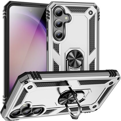 Mobigear Armor Ring Samsung Galaxy S23 FE Hoesje Hardcase Backcover Shockproof met Ringhouder - Zilver