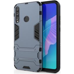 Mobigear Armor Stand Huawei P40 Lite E Hoesje Hardcase Backcover Shockproof met Standaard - Blauw