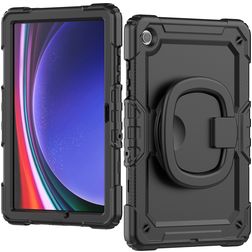 Mobilize Rotating Defender Samsung Galaxy Tab A9 Plus (2023) Hoes Hard Kunststof,Siliconen Backcover + Schouderband + Standaard - Zwart