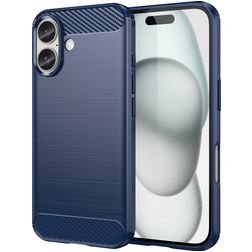 Mobigear Brushed Slim iPhone 16 Hoesje Flexibel TPU Backcover - Blauw
