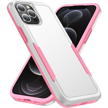 Mobigear Heavy Armor iPhone 14 Pro Max Hoesje Hardcase Backcover Shockproof - Wit / Roze
