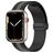 Mobigear Stripe Mag Siliconen Apple Watch Bandje Magneetsluiting - 42/41/40/38 mm - Zwart / Grijs