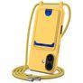 Mobigear Lanyard Card iPhone 17 Siliconen Hoesje met koord en Pasjeshouder - Geel