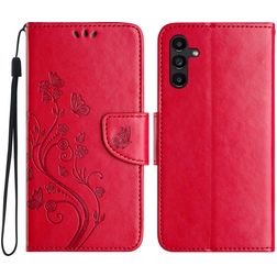 Mobigear Flowers Samsung Galaxy A36 Hoesje Bookcase Portemonnee - Rood