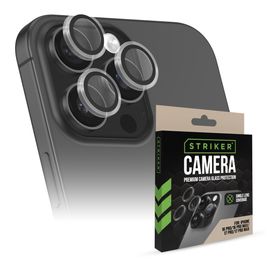 Striker Single Lens iPhone 16 Pro Glazen Camera Lens Protector - Case Friendly - Zwart