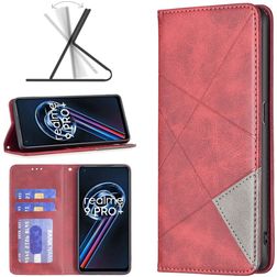 Mobigear Rhombus Slim Realme 9 Pro Plus Hoesje Bookcase - Rood