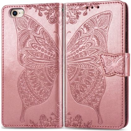 Mobigear Butterfly iPhone SE (2022) Hoesje Bookcase Portemonnee - Roségoud