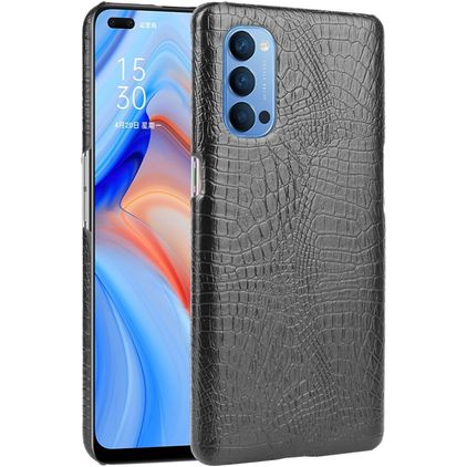Mobigear Croco OPPO Reno 4 Hoesje Hardcase Backcover - Zwart