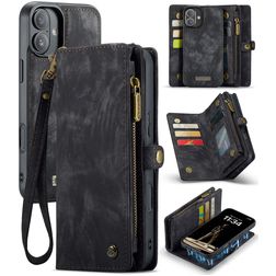 Caseme 008 iPhone 16 Hoesje Uitneembare 2in1 Bookcase Portemonnee - Zwart