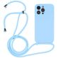 Mobigear Lanyard iPhone 14 Pro Max Siliconen Hoesje met koord - Babyblauw