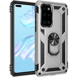 Mobigear Armor Ring Huawei P40 Hoesje Hardcase Backcover Shockproof met Ringhouder - Zilver