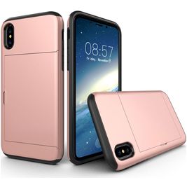 Mobigear Card iPhone X Hoesje Hardcase Backcover Shockproof met Pasjeshouder - Roségoud