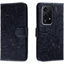 Mobigear Flowers HONOR 200 Lite Hoesje Bookcase Portemonnee - Donkerblauw