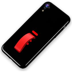 Mobigear Rubber Ring iPhone XR Hoesje Hardcase Backcover met Ringhouder - Zwart