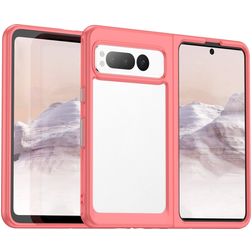 Mobigear Crystal Google Pixel Fold Hoesje Hardcase Backcover - Transparant / Rood