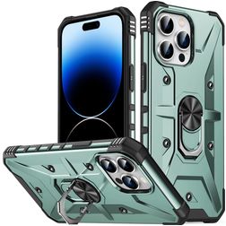 Mobigear Armor Ring iPhone 14 Pro Max Hoesje Hardcase Backcover Shockproof met Ringhouder - Groen