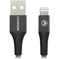 Mobilize Strong Nylon USB-A naar Apple Lightning Kabel MFI 0.2 Meter - Zwart