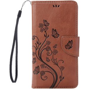 Mobigear Flowers iPhone SE (2020) Hoesje Bookcase Portemonnee - Bruin