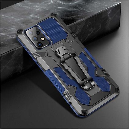 Mobigear Armor Stand Samsung Galaxy A52 Hoesje Hardcase Backcover Shockproof met Standaard - Zwart / Blauw