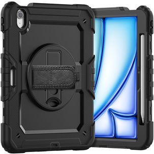 Xccess Survivor Essential iPad Air 11 Inch (2025) Hoes Hard Kunststof,Siliconen Backcover + Standaard - Zwart