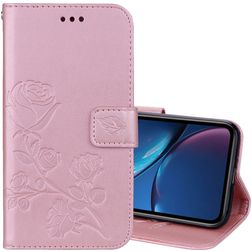 Mobigear Roses iPhone XR Hoesje Bookcase Portemonnee - Roségoud