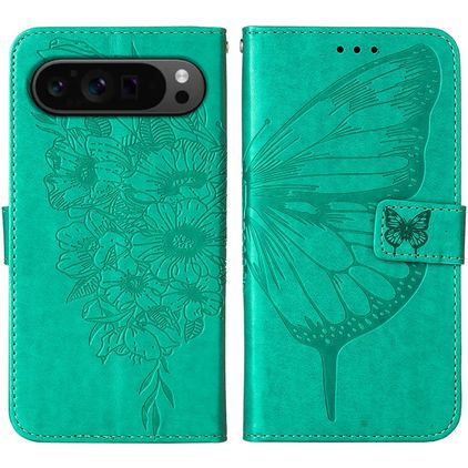 Mobigear Butterfly Google Pixel 9 Pro Hoesje Bookcase Portemonnee - Groen