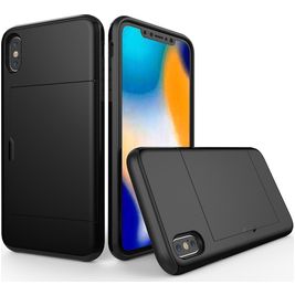 Mobigear Card iPhone XS Max Hoesje Hardcase Backcover Shockproof met Pasjeshouder - Zwart Mobigear Card iPhone XS Max Hoesje Hardcase Backcover Shockproof met Pasjeshouder - Zwart