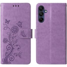 Mobigear Flowers Samsung Galaxy A17 Hoesje Bookcase Portemonnee - Paars