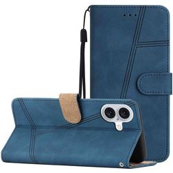 Mobigear Stitch iPhone 17 Hoesje Bookcase Portemonnee - Blauw