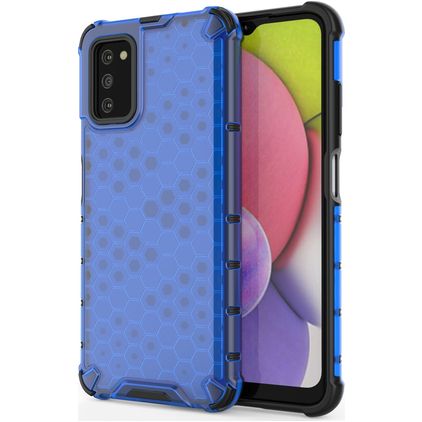 Mobigear Honeycomb Samsung Galaxy A03s Hoesje Hardcase Backcover Shockproof - Blauw