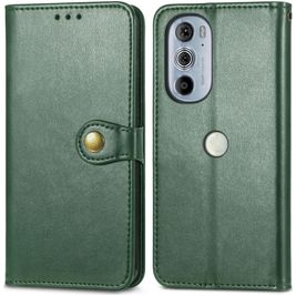 Mobigear Snap Button Motorola Edge 30 Pro Hoesje Bookcase Portemonnee - Groen