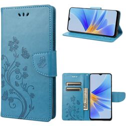 Mobigear Flowers OPPO A17 Hoesje Bookcase Portemonnee - Blauw