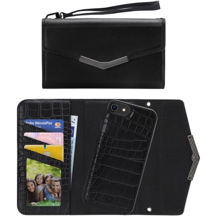 Mobilize Elegant Magnet iPhone SE (2022) Hoesje Uitneembare 2in1 Clutch - Black Croco