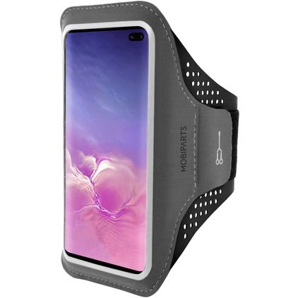 Mobiparts Comfort Fit Telefoonhouder Hardlopen Samsung Galaxy S10 Plus Sport Hoesje Neopreen Sportarmband - Zwart