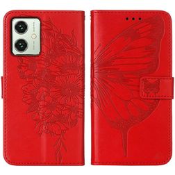 Mobigear Butterfly Motorola Moto G54 Hoesje Bookcase Portemonnee - Rood