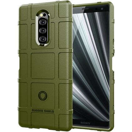 Mobigear Rugged Shield Sony Xperia 1 Hoesje Flexibel TPU Backcover Shockproof - Groen